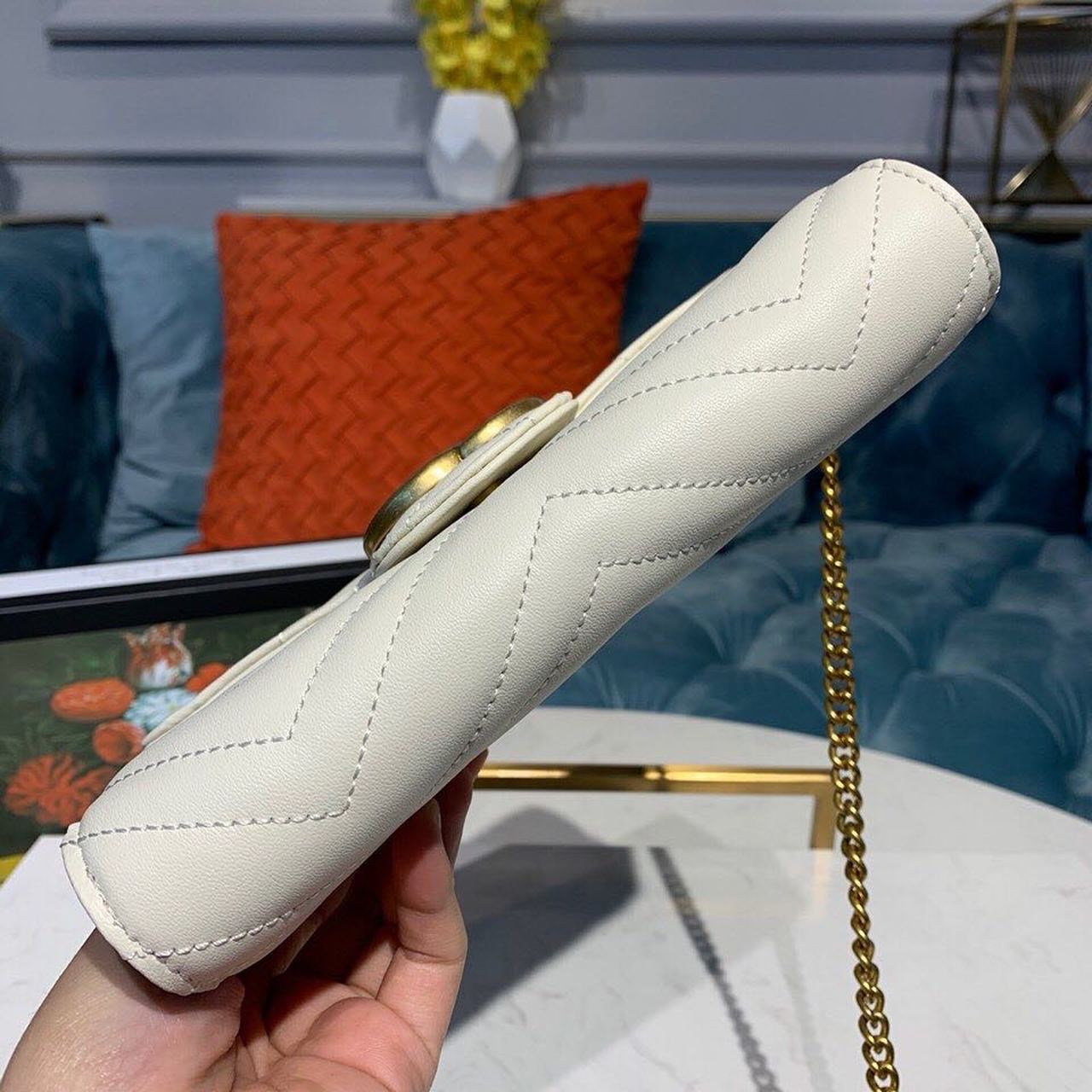 gg Marmont MatelassÃ© 8in White Mini Bag