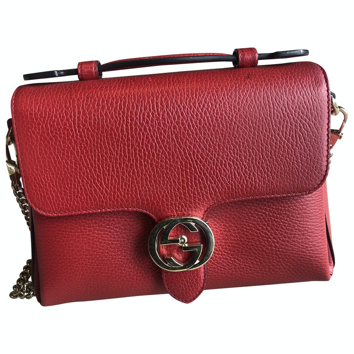 Gucci interlocking red leather handbag