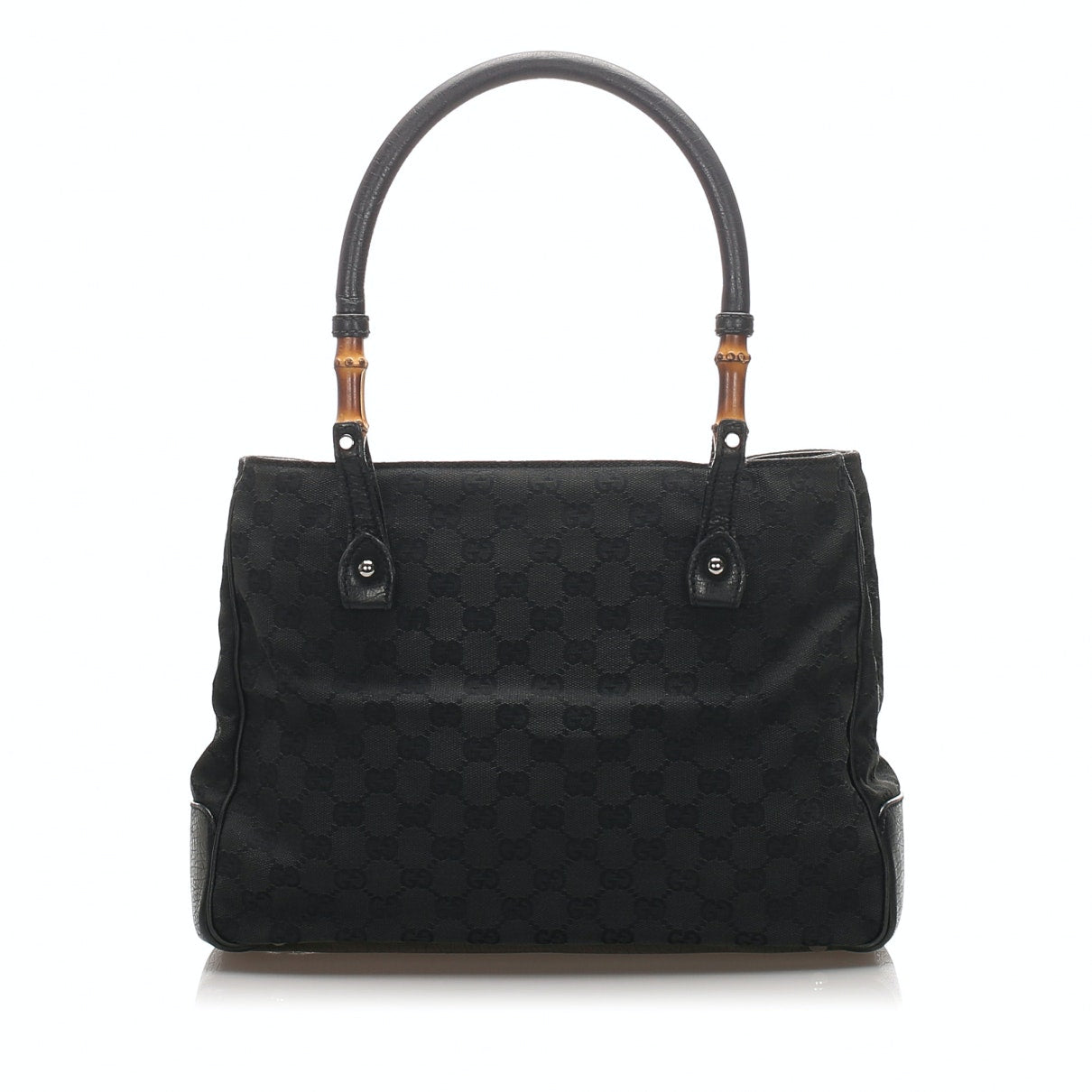 Gucci bamboo black cloth handbag
