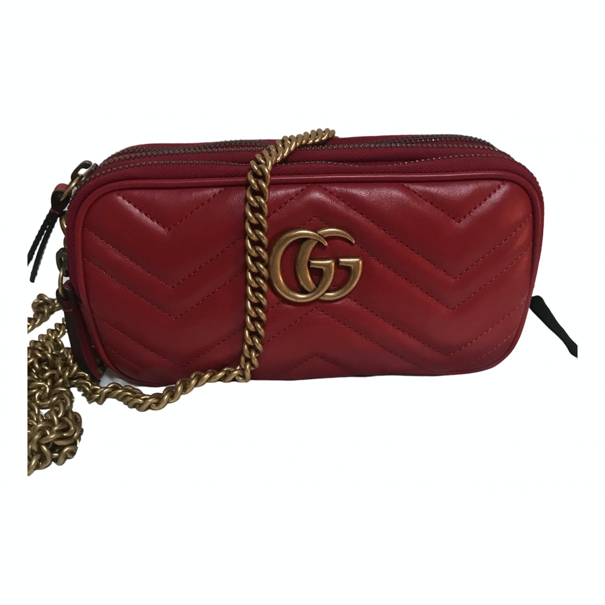 Gucci marmont red leather handbag