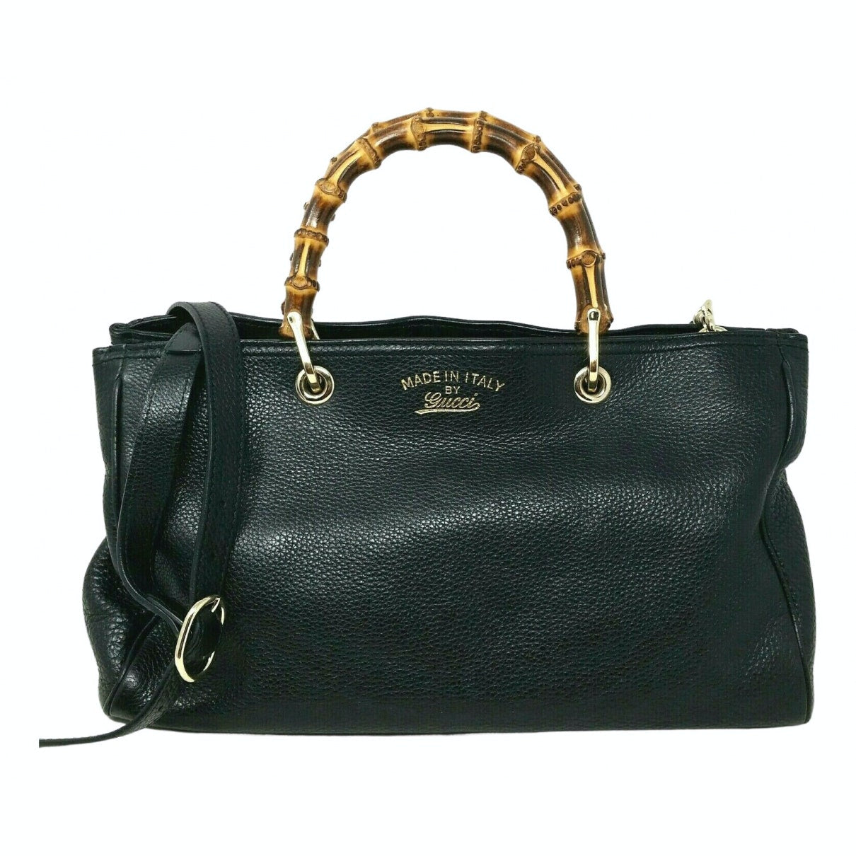 Gucci bamboo black leather handbag