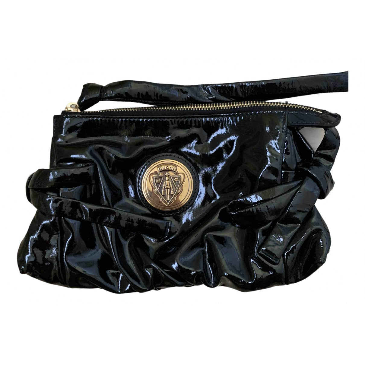 Gucci hysteria black patent leather clutch bag