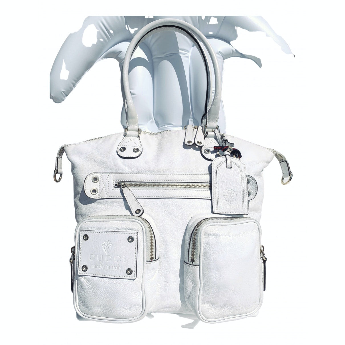 Gucci white leather handbag