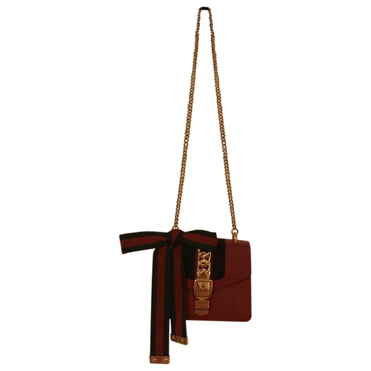 Gucci sylvie red leather handbag