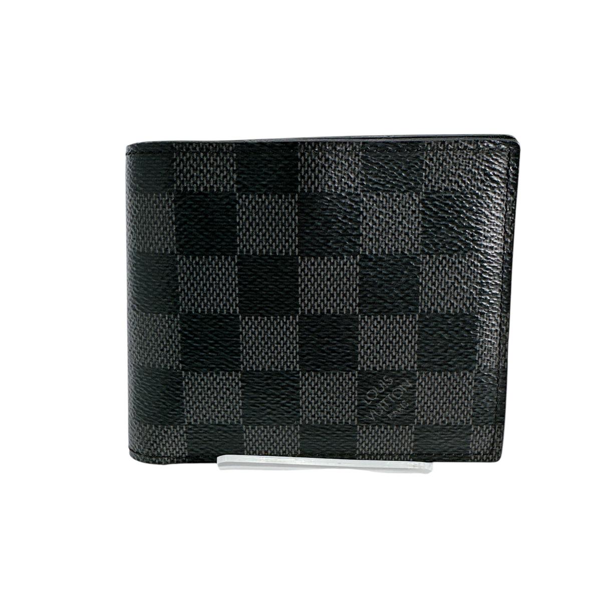 Louis Vuitton Bifold N62664 Damier Grafitto Damier Canvas Black Wallet Case