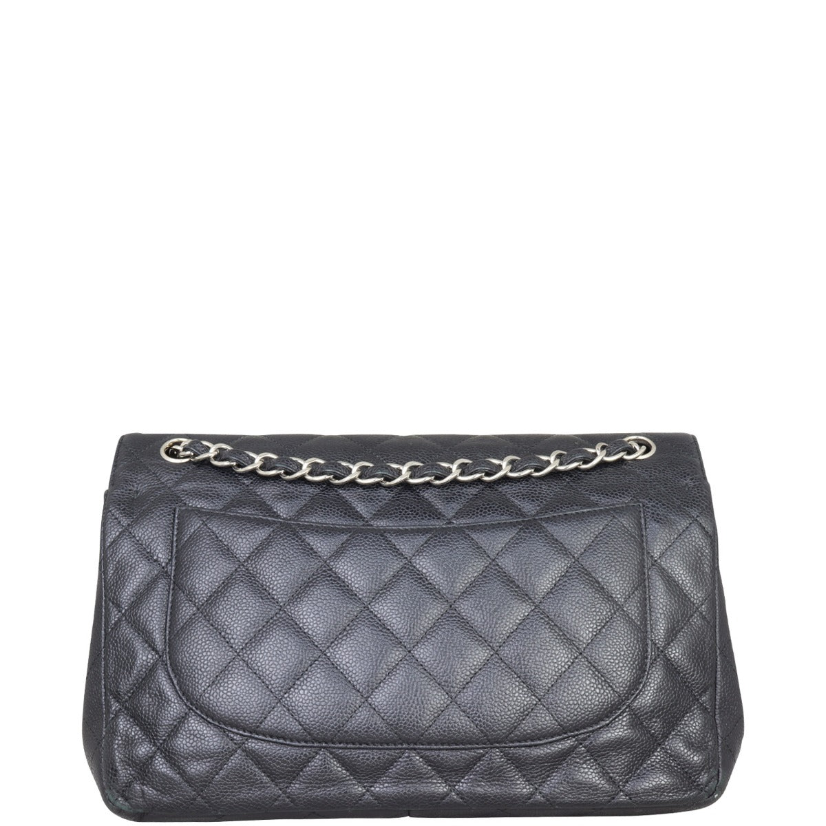 Chanel Classic Double Jumbo Lambskin Hardware Handbag Black Silver