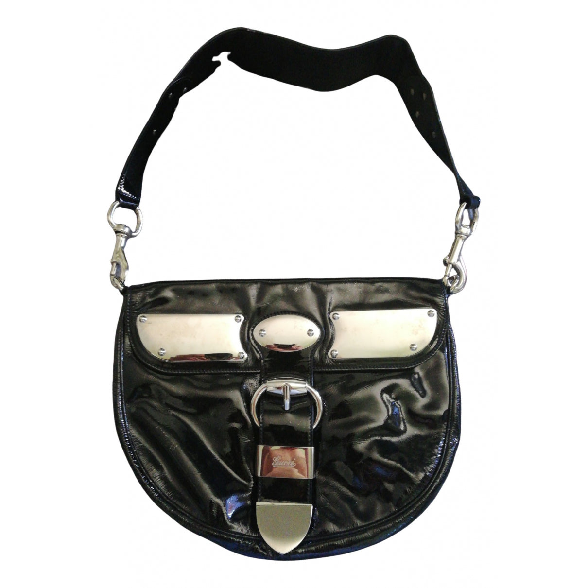 Gucci black patent leather handbag