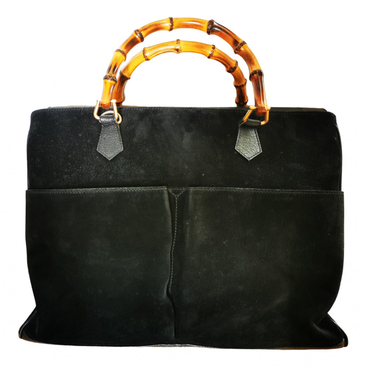 Gucci bamboo black suede handbag