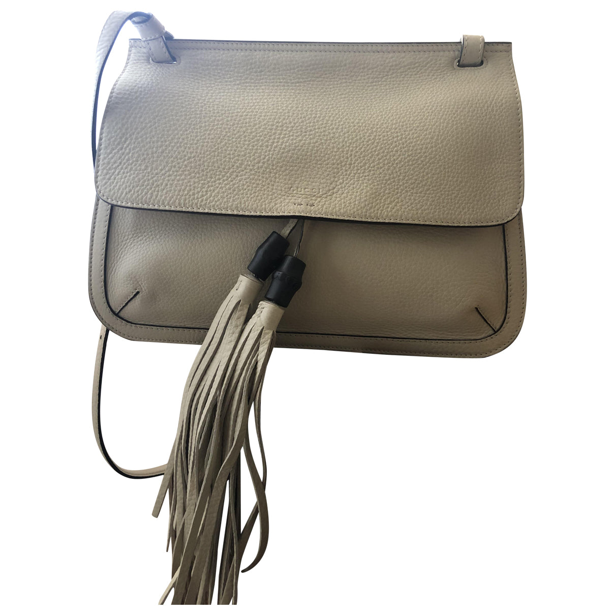 Gucci bamboo beige leather handbag