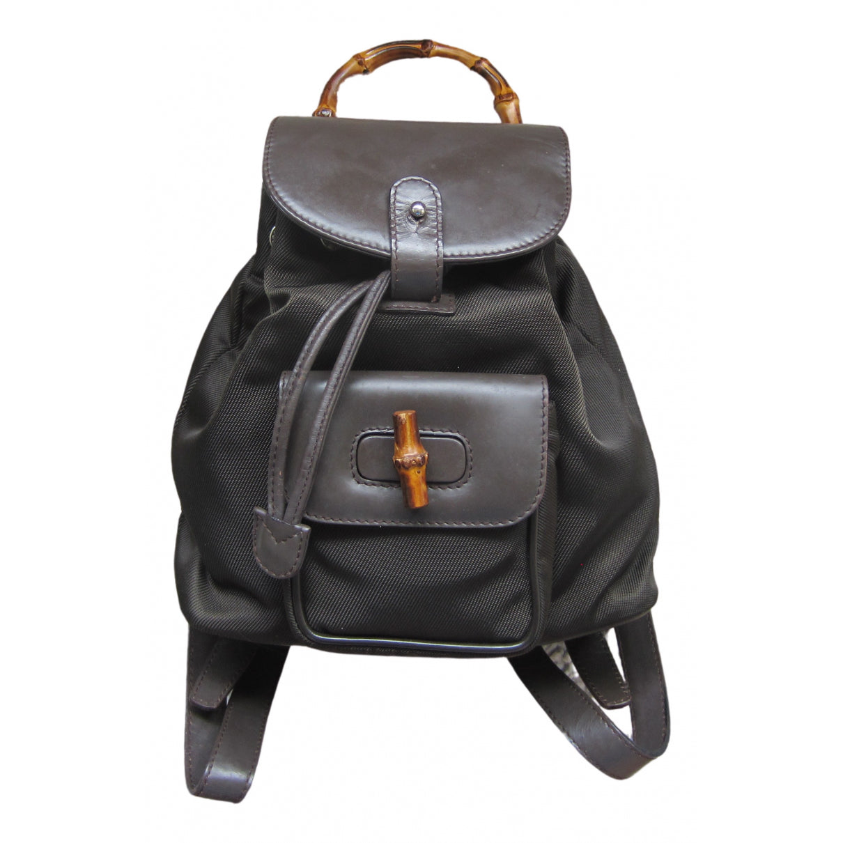 Gucci bamboo brown cloth backpacks