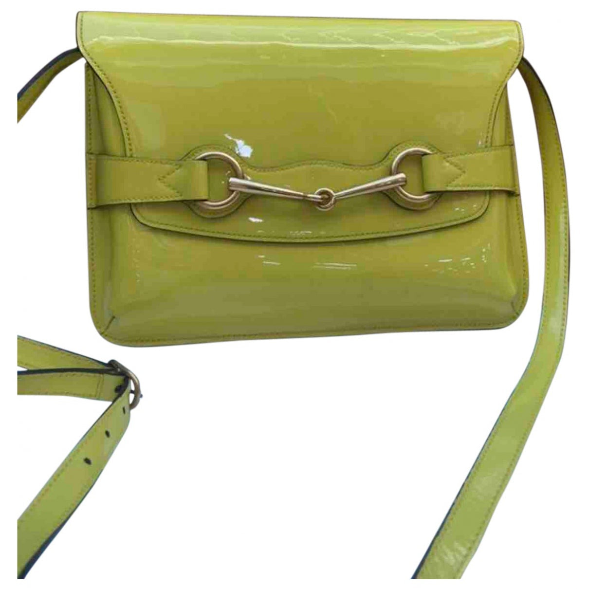 Gucci yellow patent leather handbag