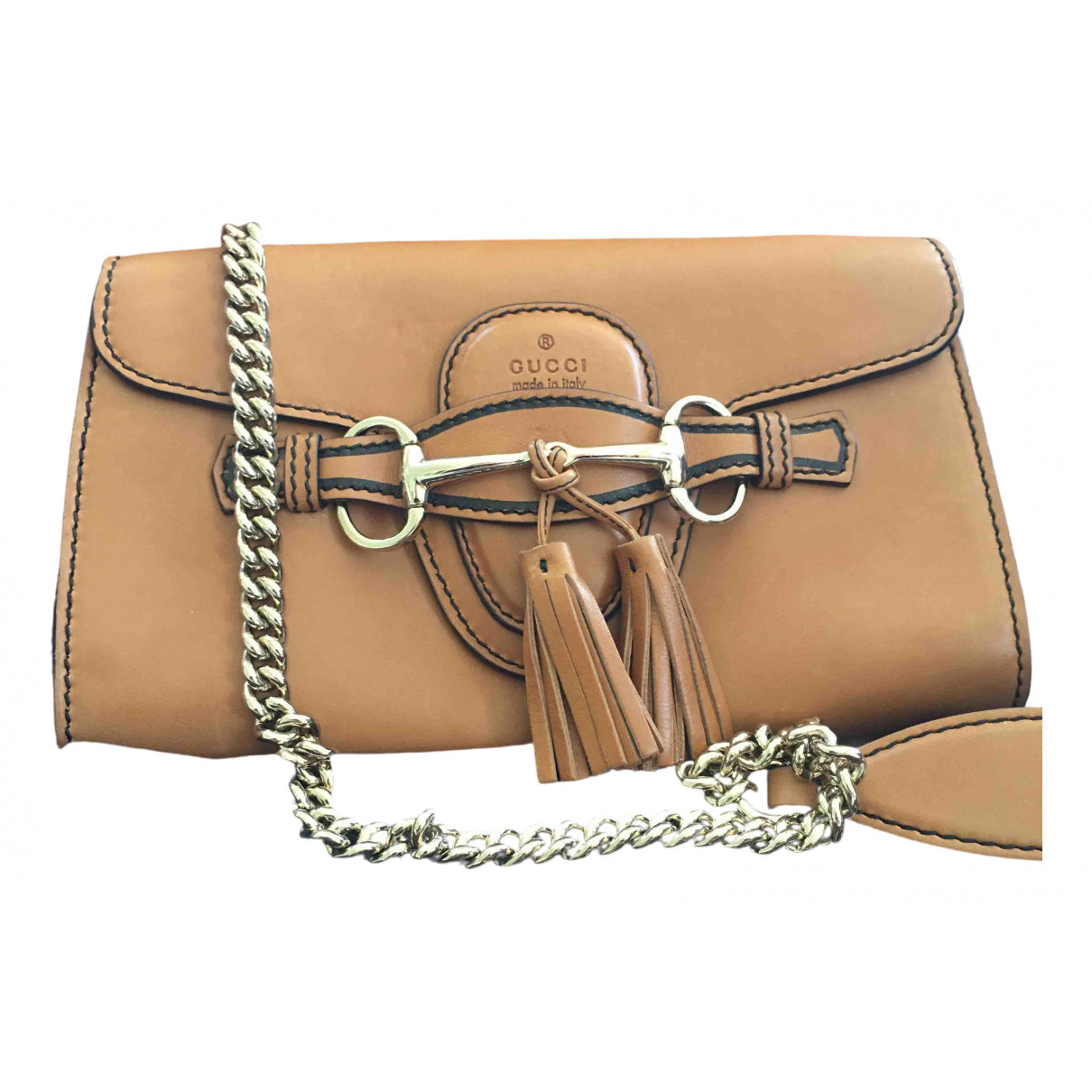 Gucci emily camel leather handbag