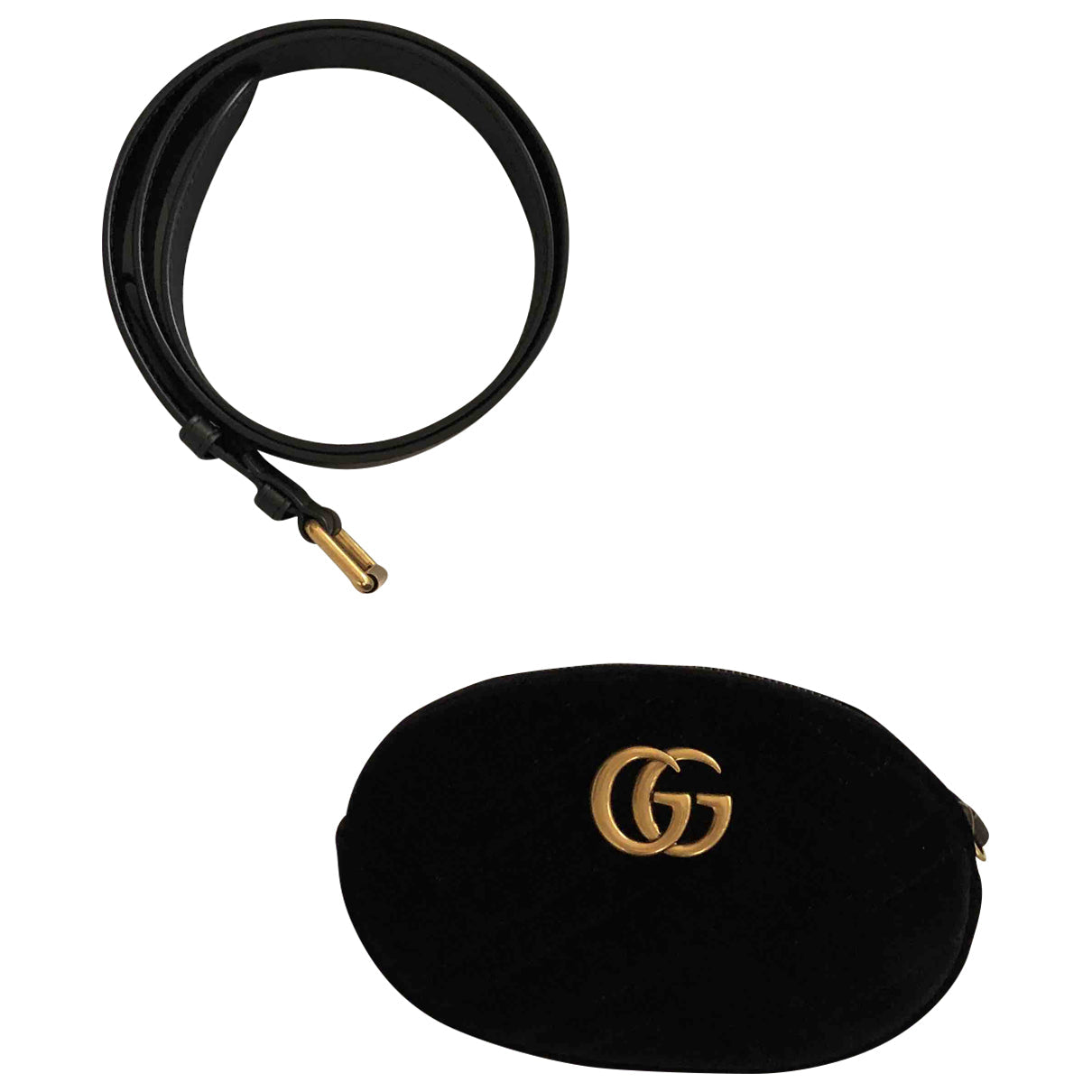 Gucci marmont black velvet clutch bag
