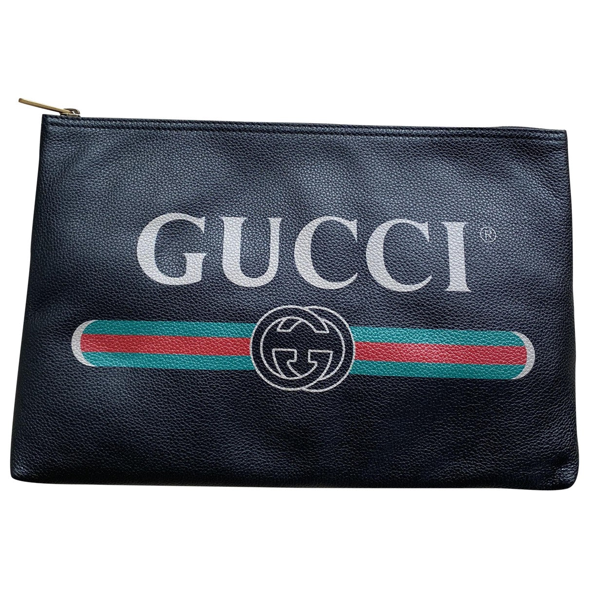 Gucci black leather clutch bag