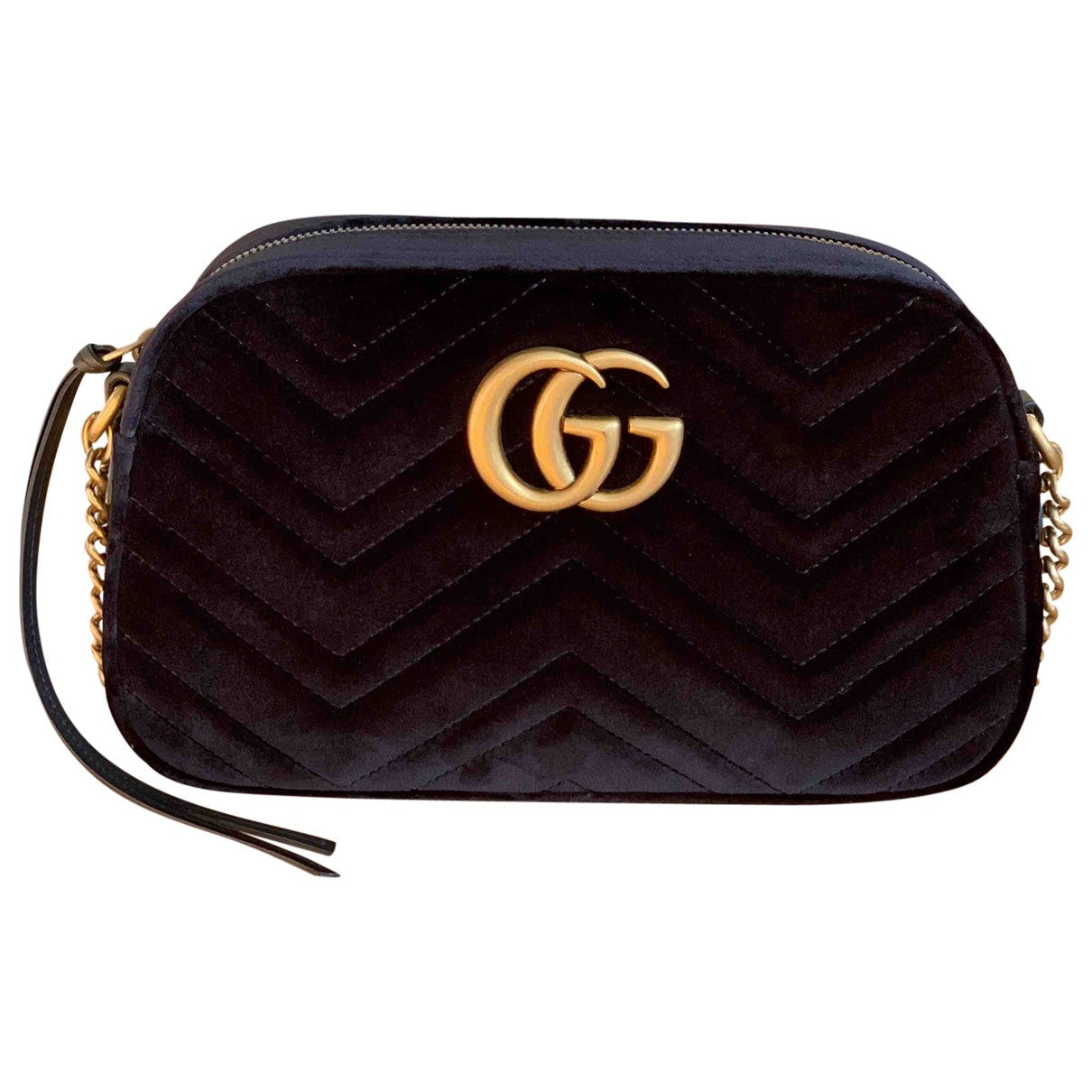 Gucci marmont black velvet handbag