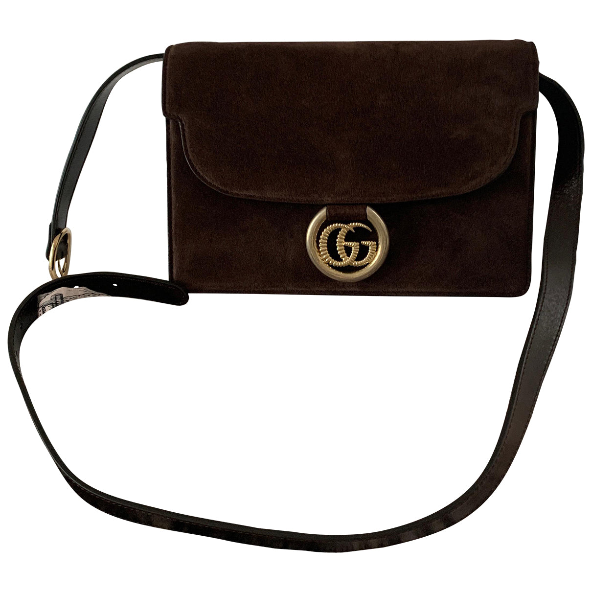 Gucci gg ring brown suede handbag