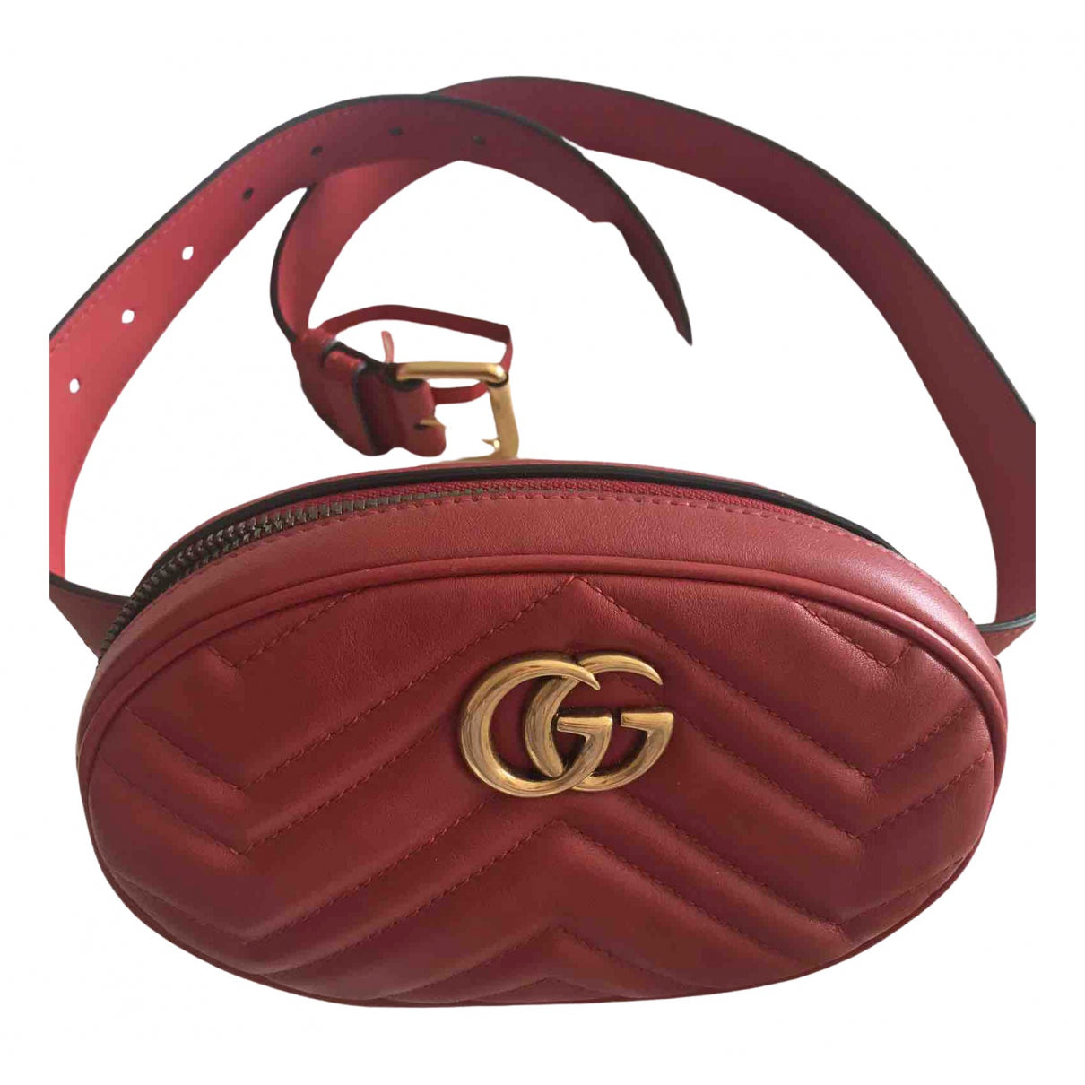 Gucci marmont red leather clutch bag