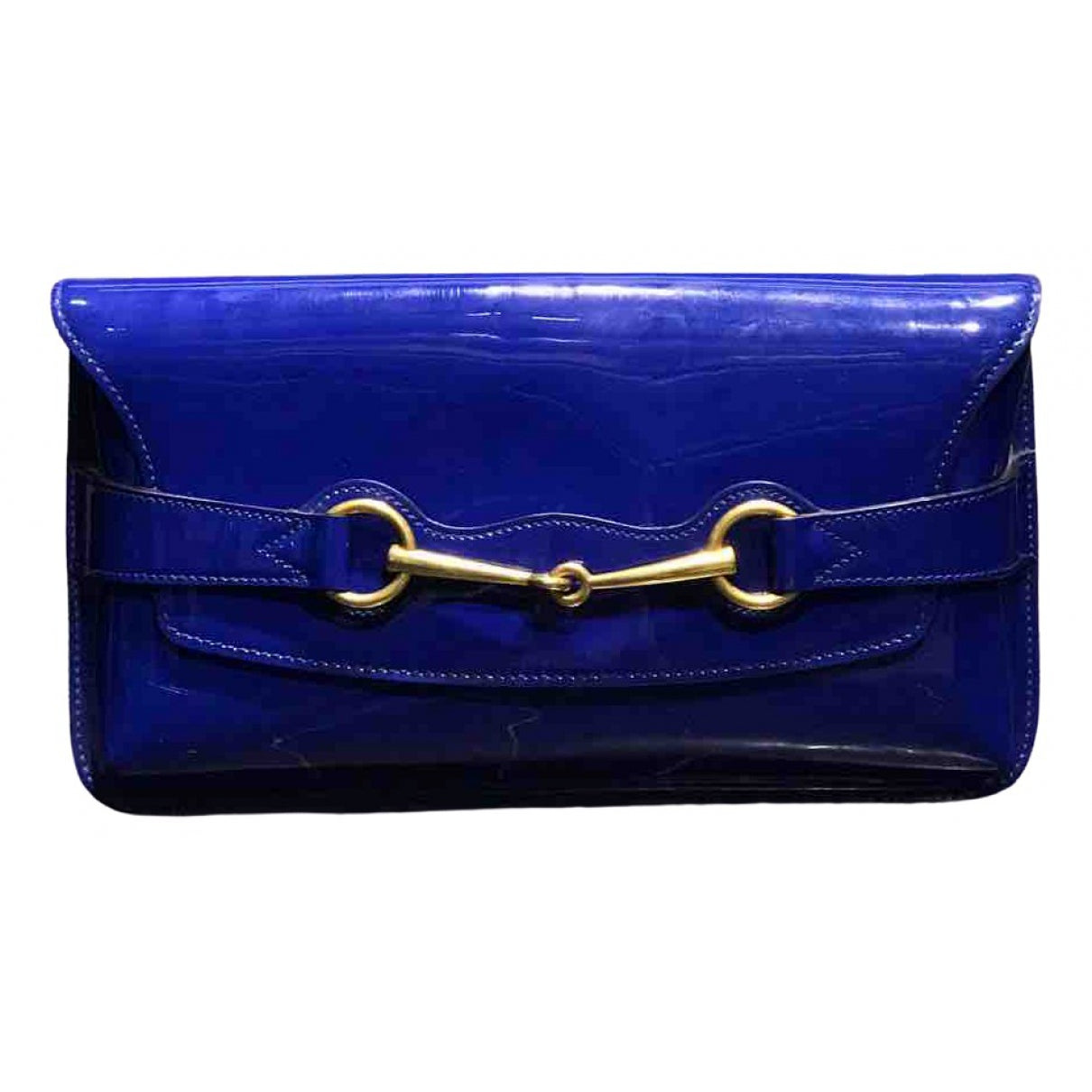 Gucci blue patent leather clutch bag
