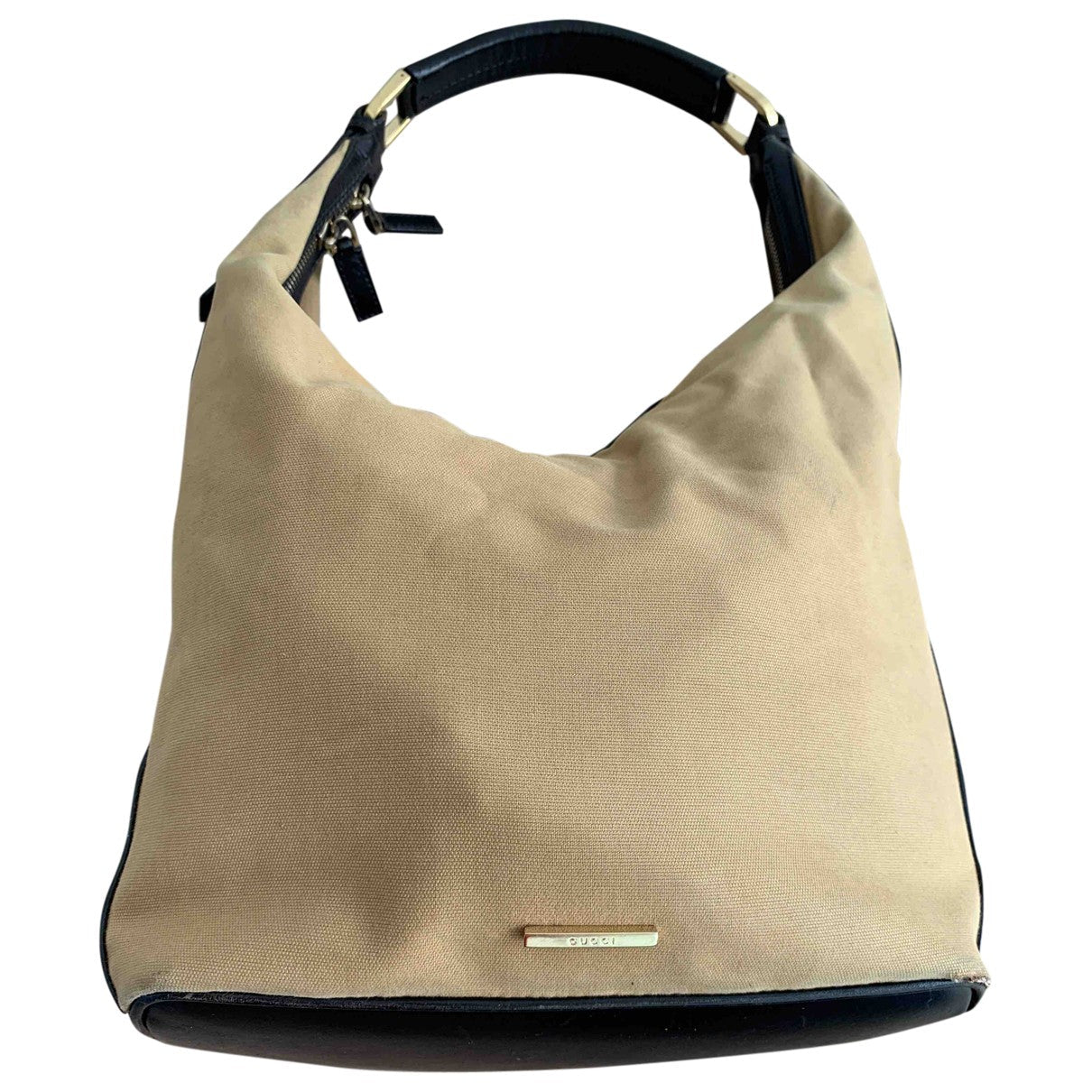 Gucci camel cloth handbag