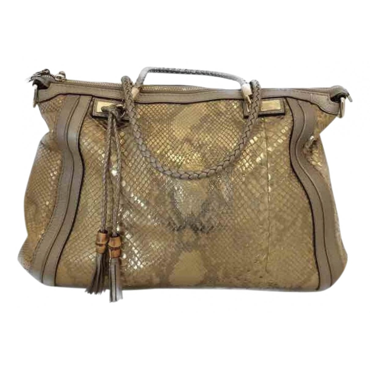 Gucci gold python handbag