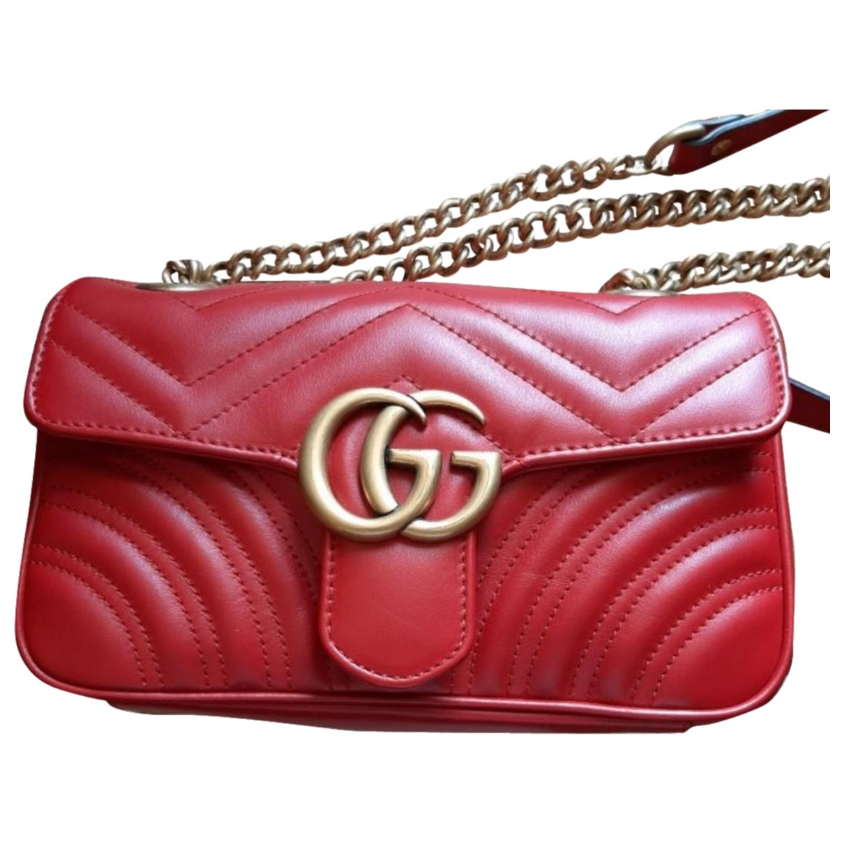 Gucci marmont red leather handbag