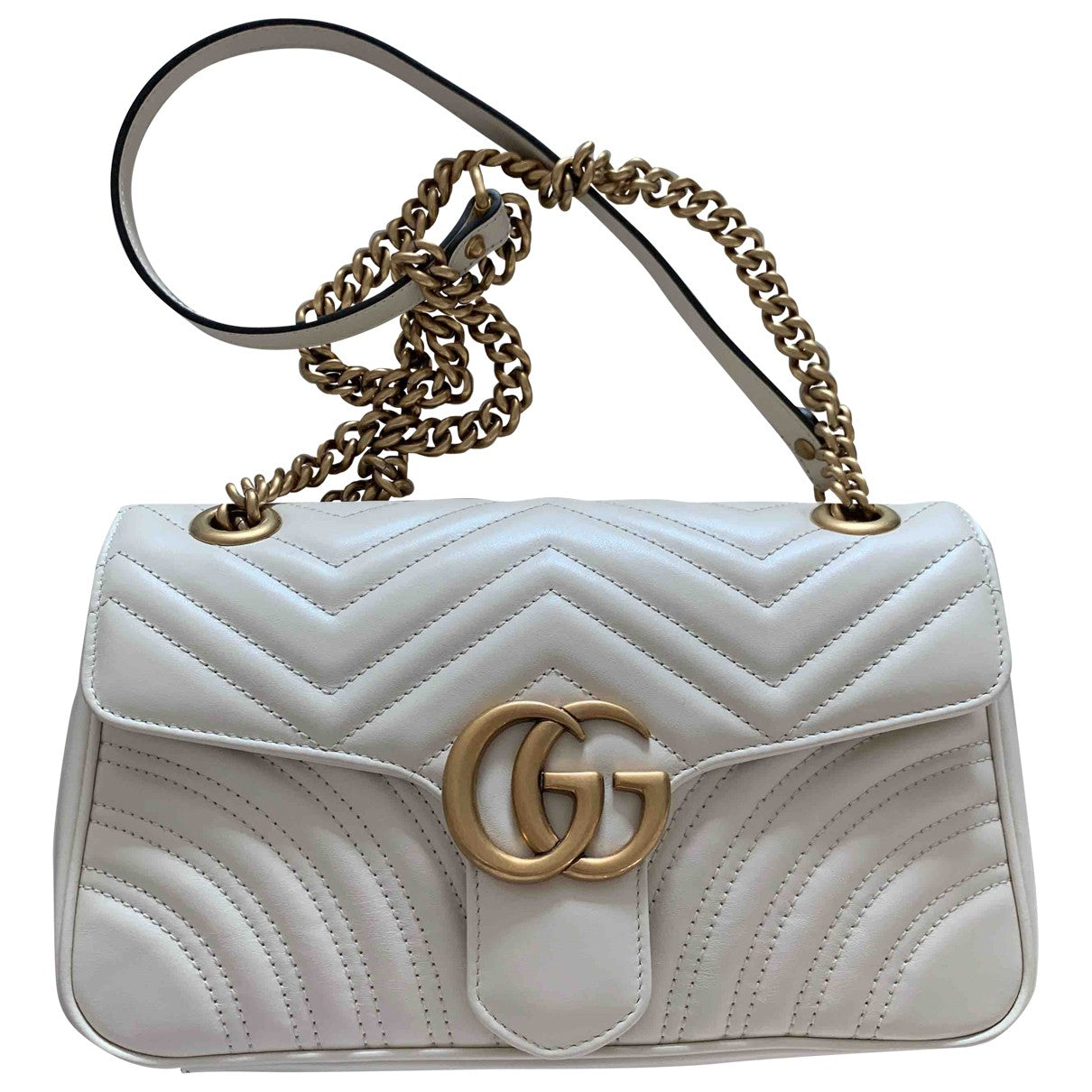 Gucci marmont white leather handbag