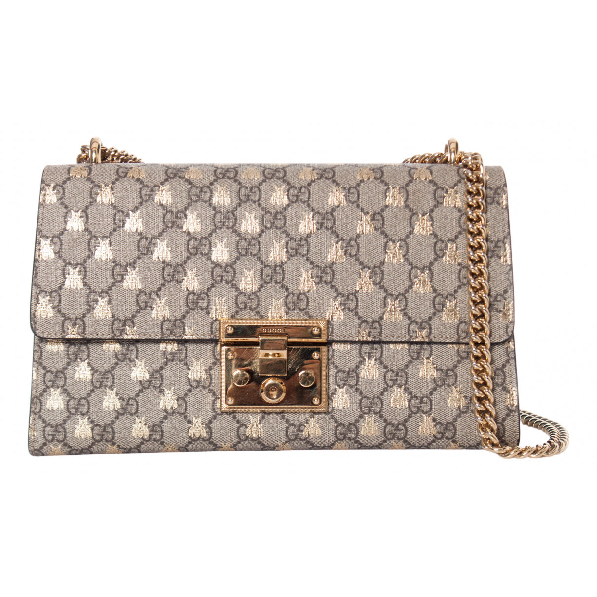 Gucci padlock beige cloth handbag