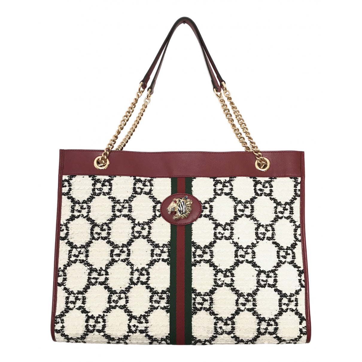 Gucci rajah white tweed handbag