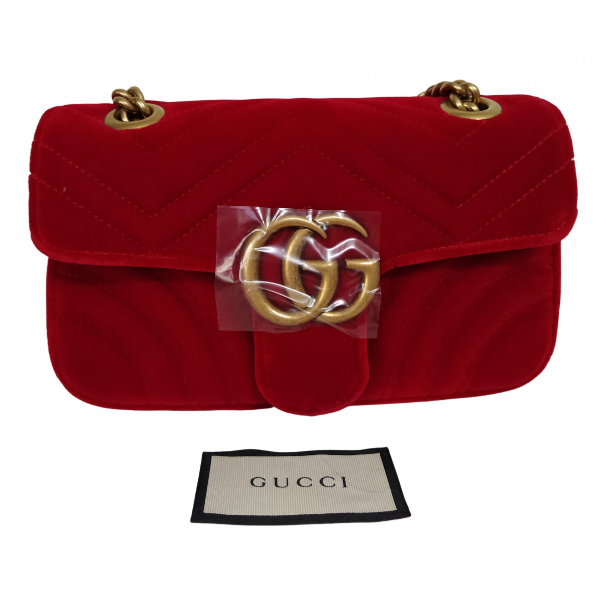 Gucci marmont red velvet handbag