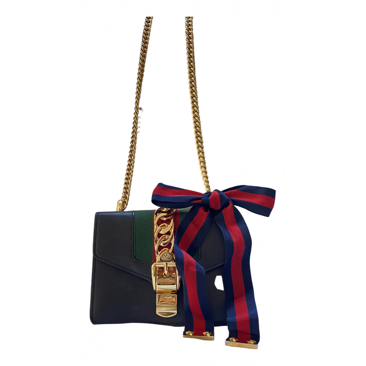 Gucci sylvie black leather handbag