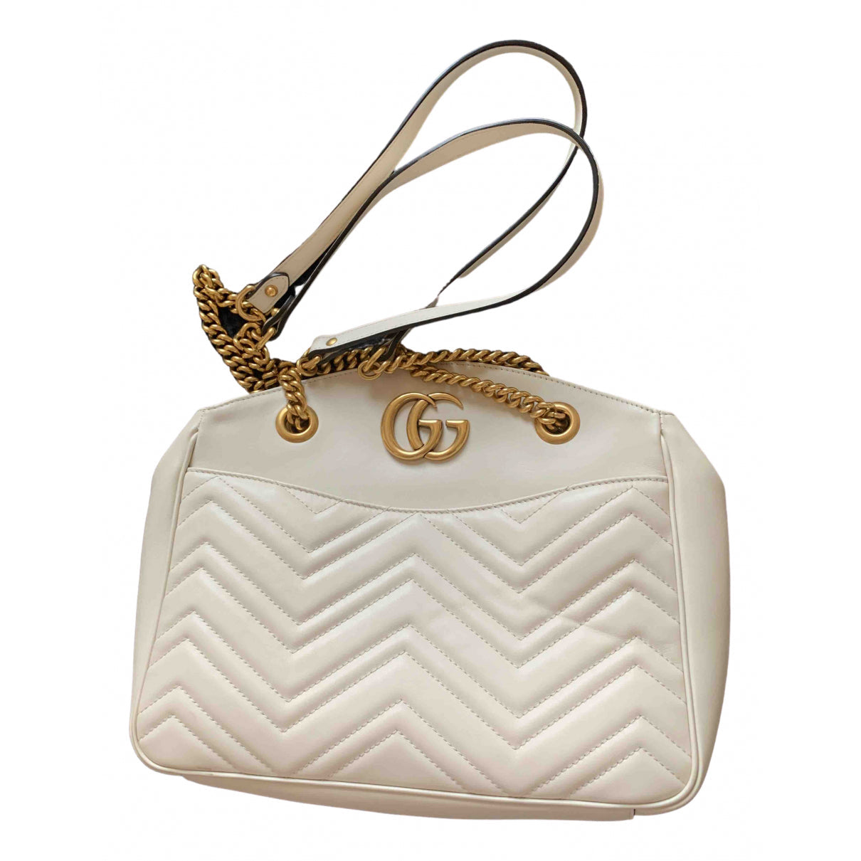 Gucci marmont white leather handbag