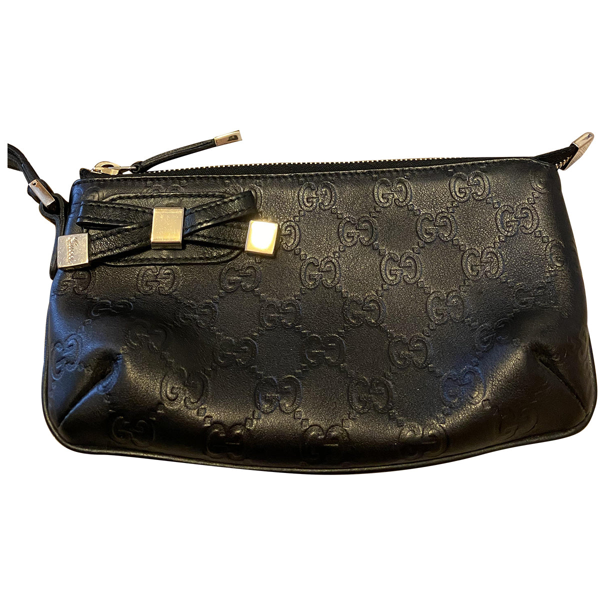 Gucci black leather clutch bag