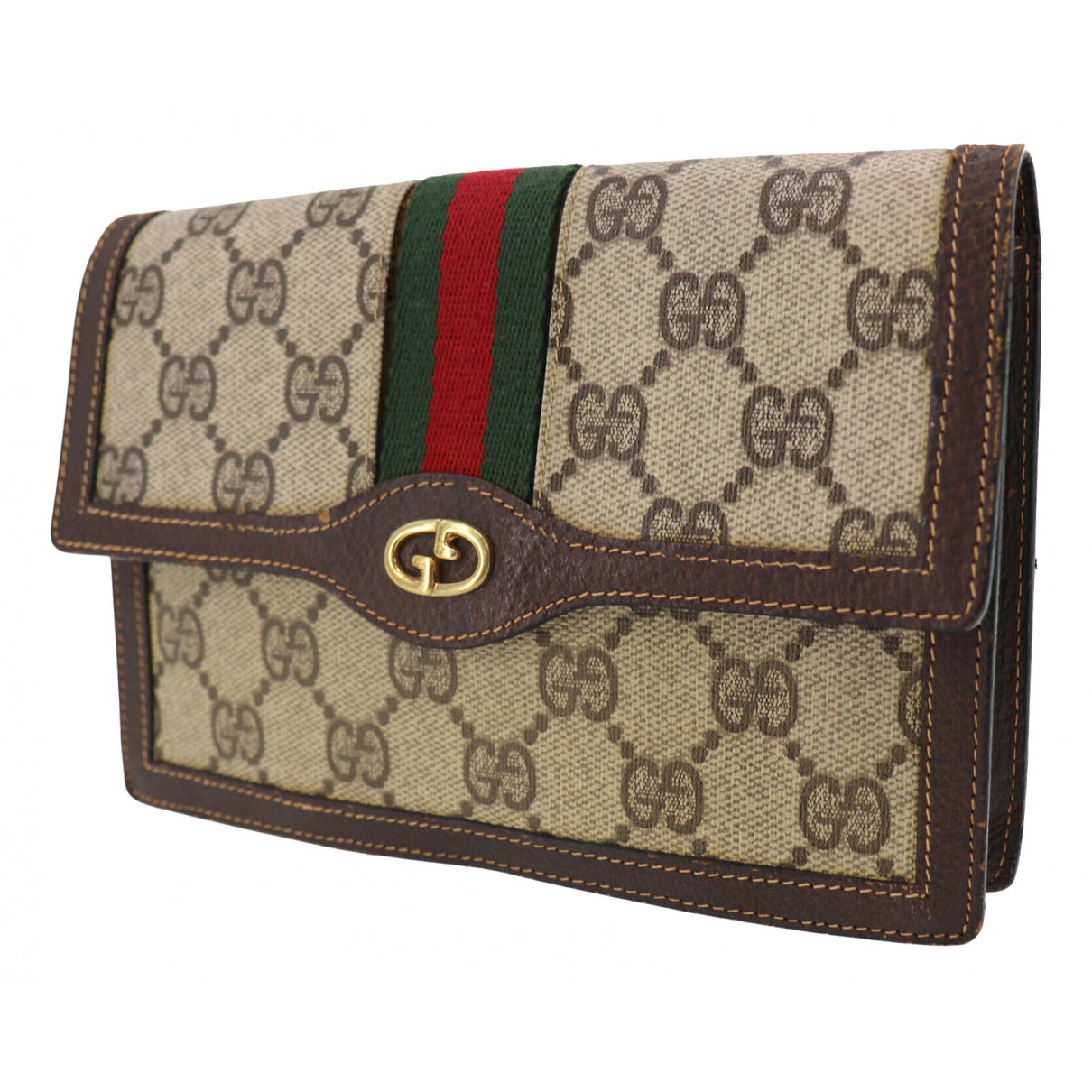 Gucci ophidia brown cloth clutch bag