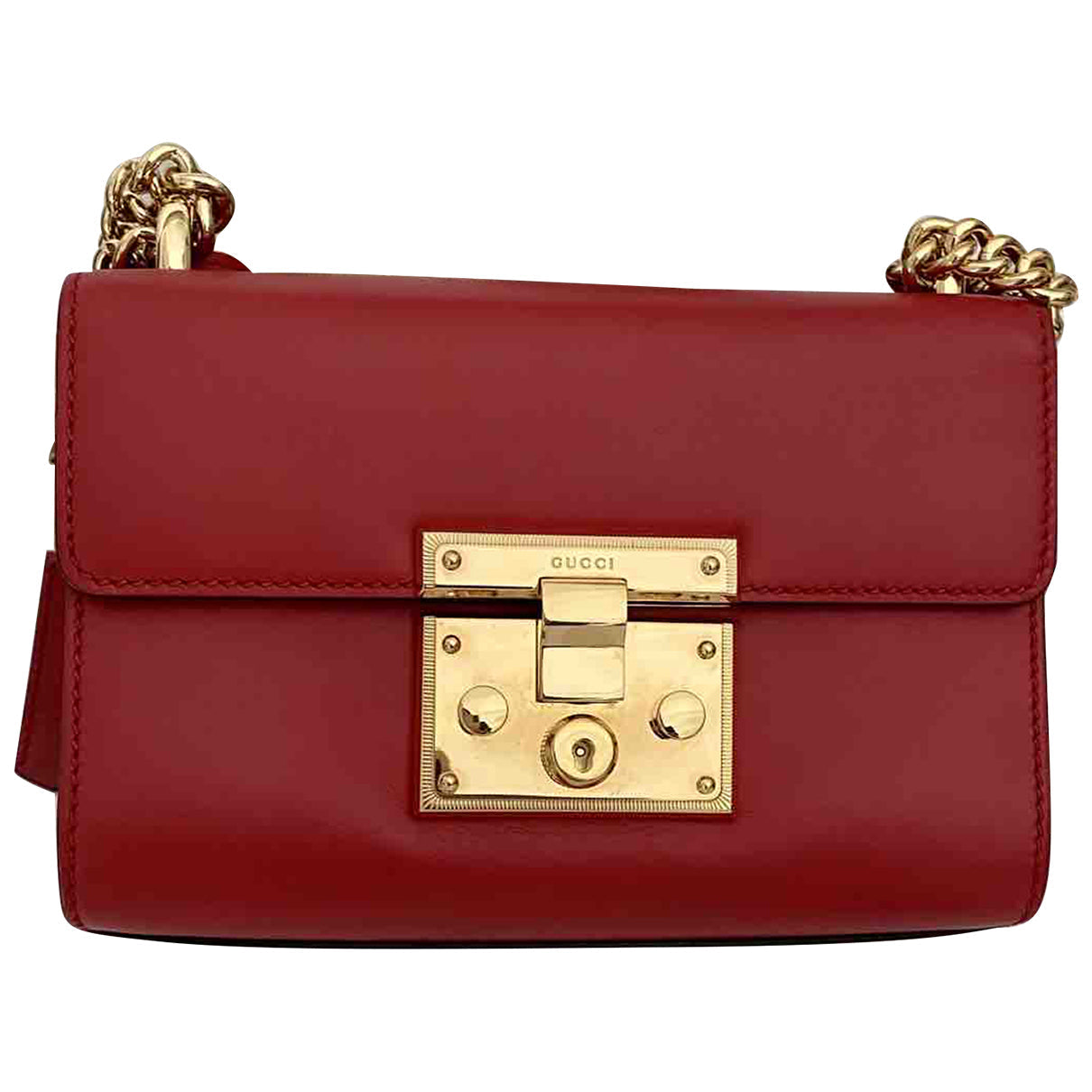 Gucci padlock red leather handbag