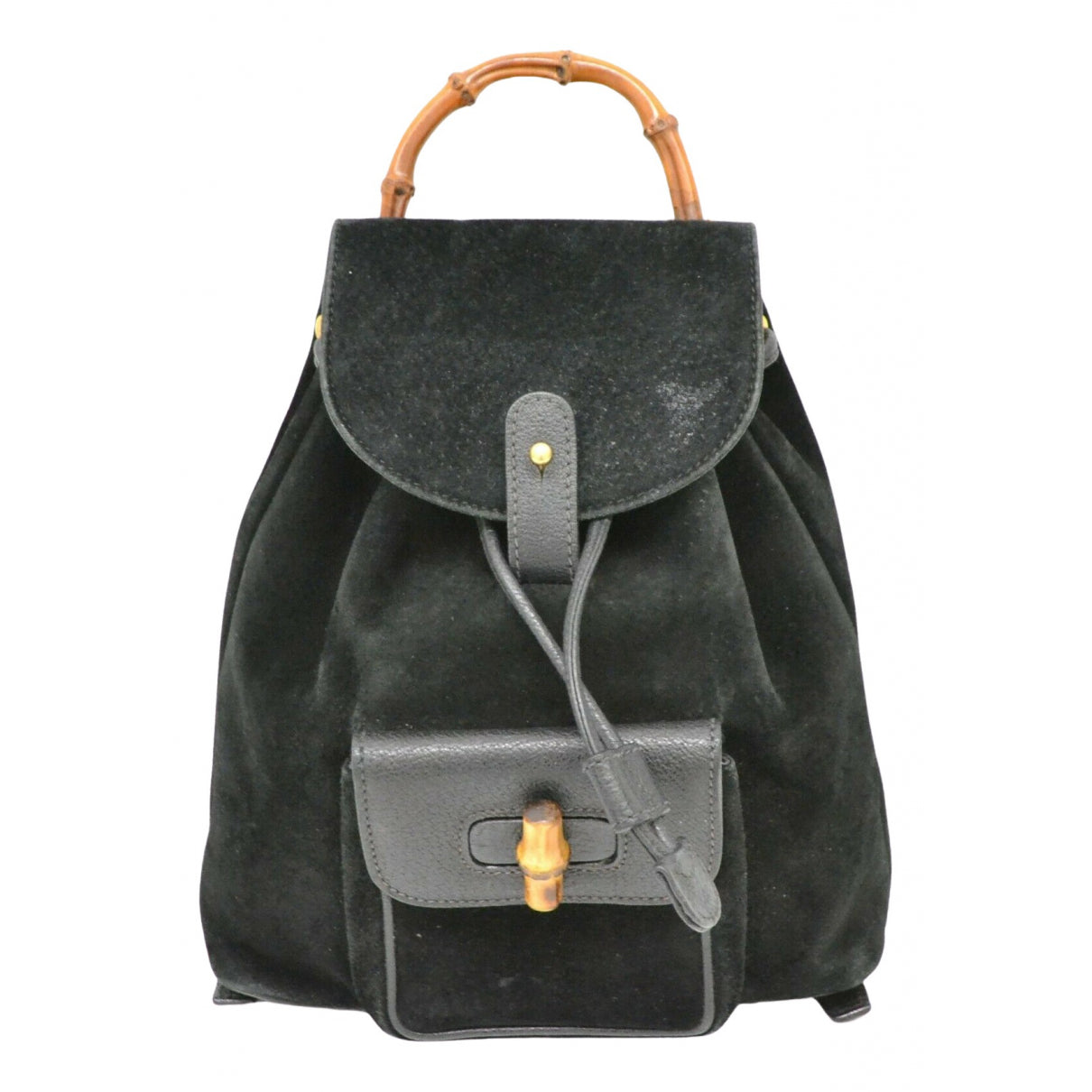 Gucci bamboo black suede backpacks