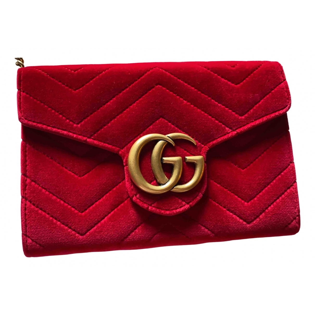 Gucci marmont red velvet clutch bag