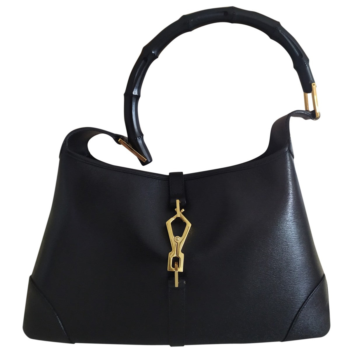 Gucci bamboo black leather handbag