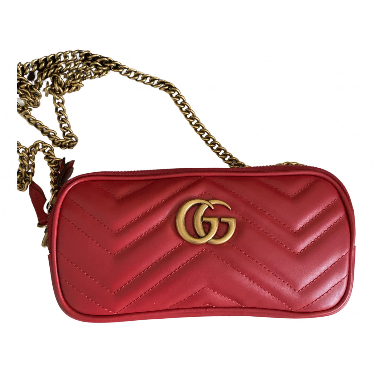 Gucci marmont red leather handbag