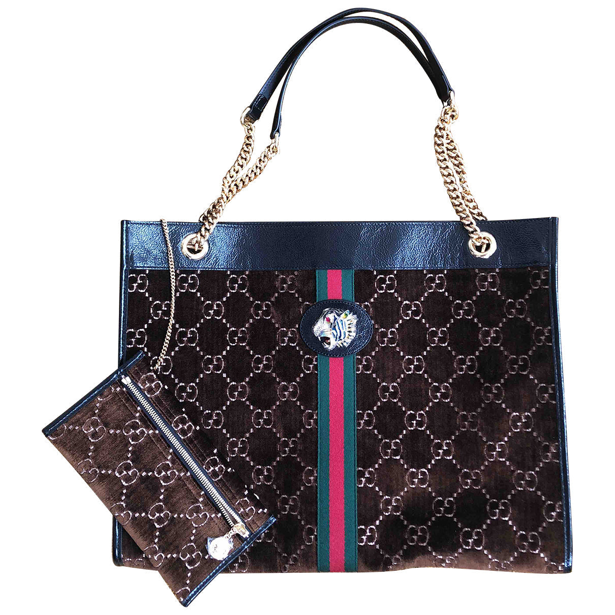 Gucci rajah brown velvet handbag