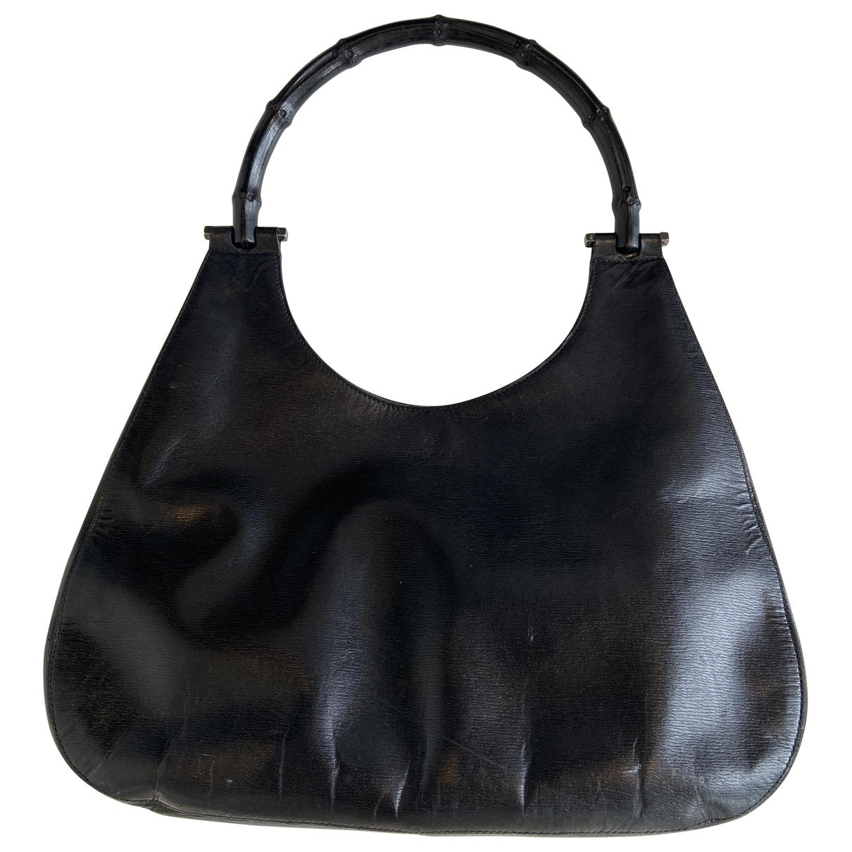 Gucci bamboo black leather handbag