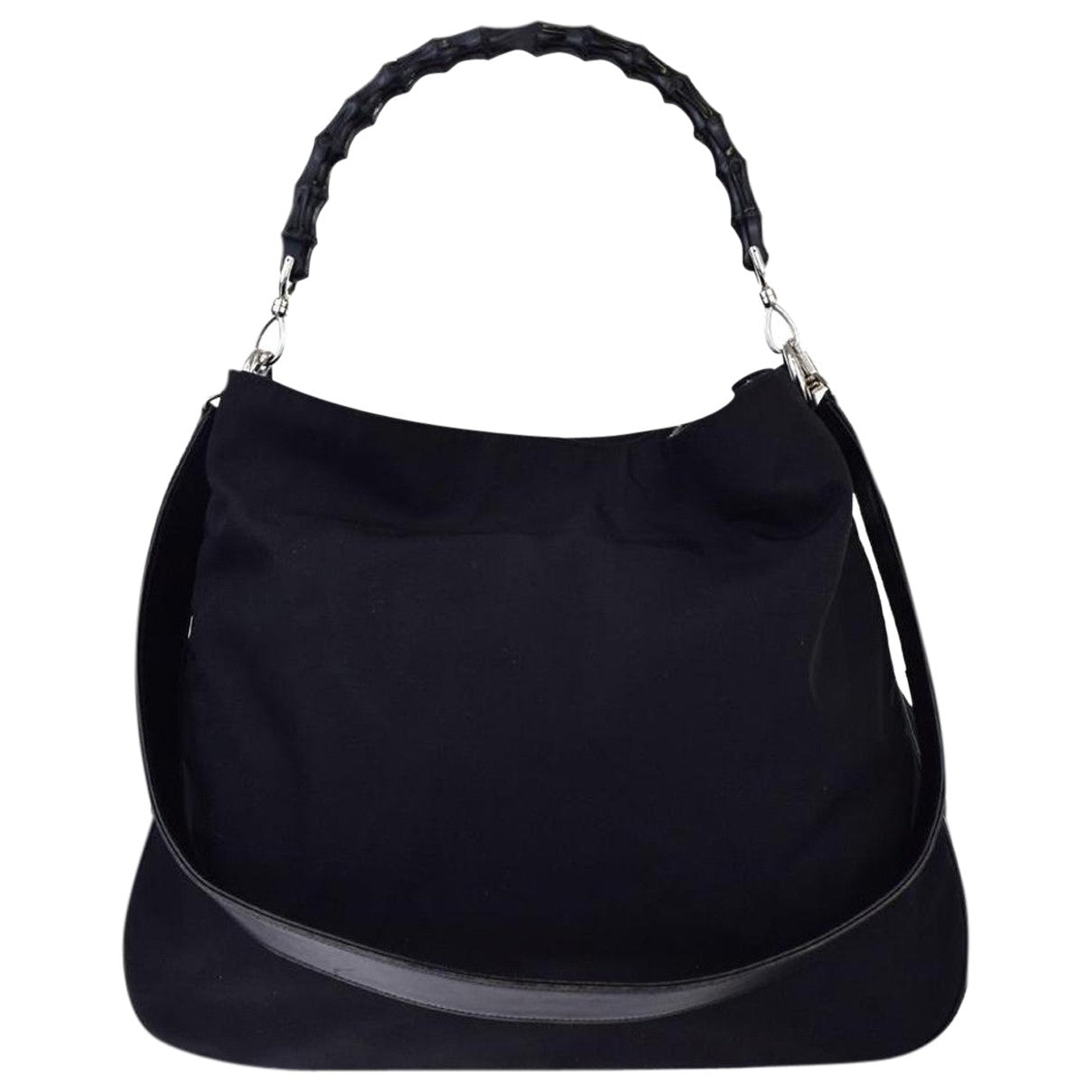 Gucci bamboo black synthetic handbag