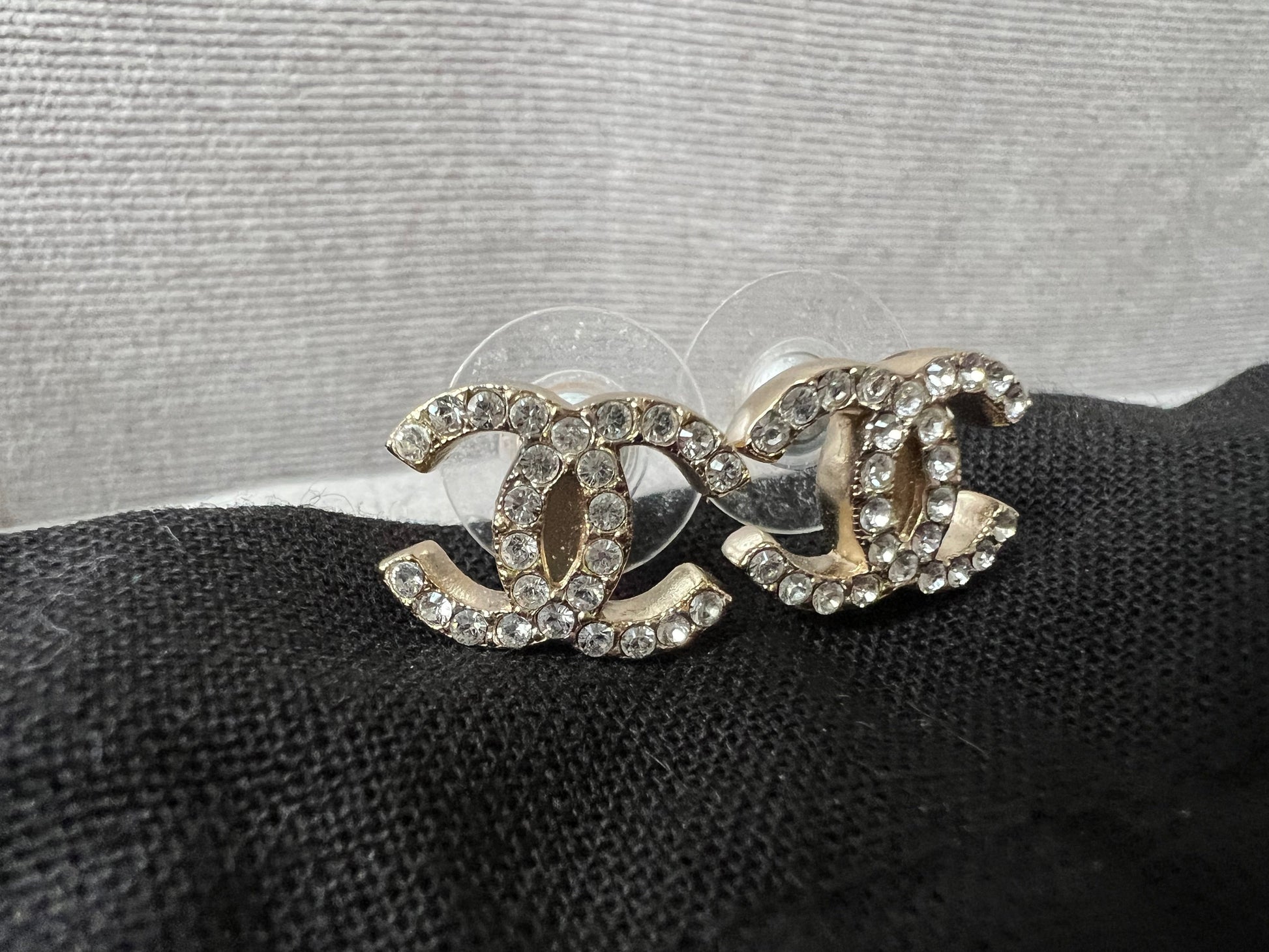Chanel CC Crystal Stud Earrings
