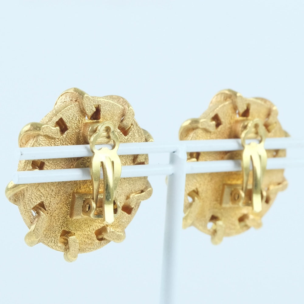 CHANEL Earring Plated Gold , Leather gold COCO Mark Women  