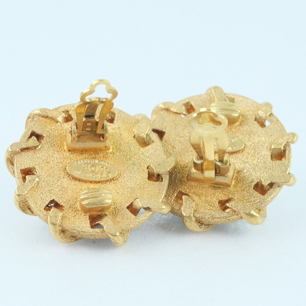 CHANEL Earring Plated Gold , Leather gold COCO Mark Women  