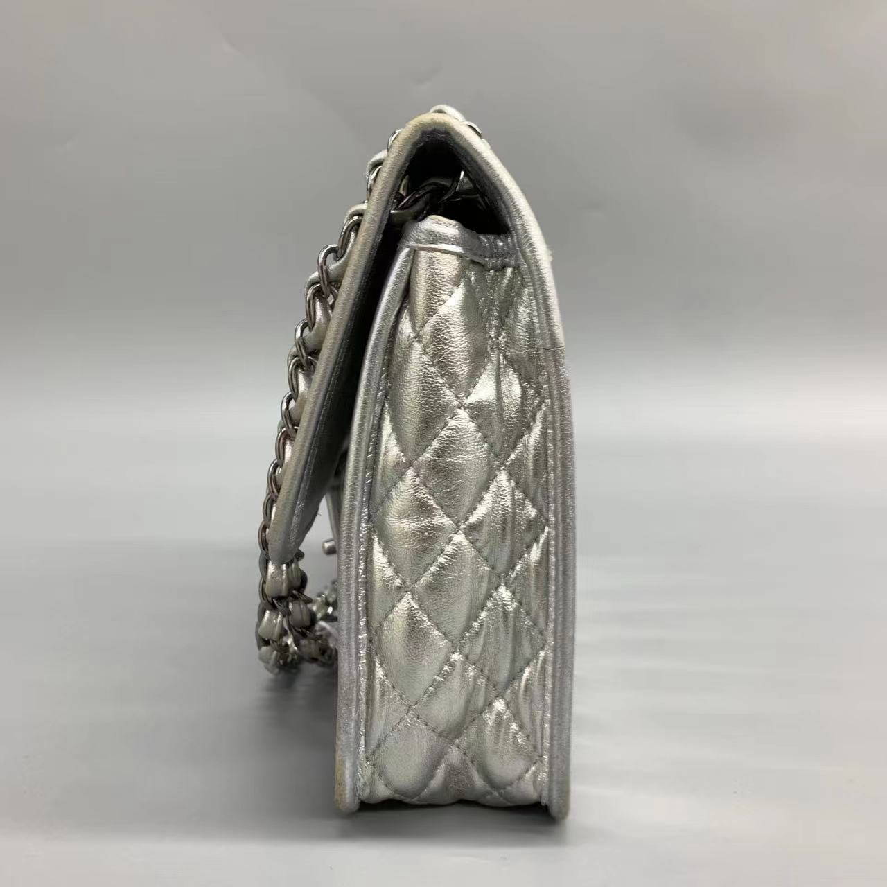 Chanel Ice Cube Chocolate Bar Classic Flap Silver Leather Handbag 3