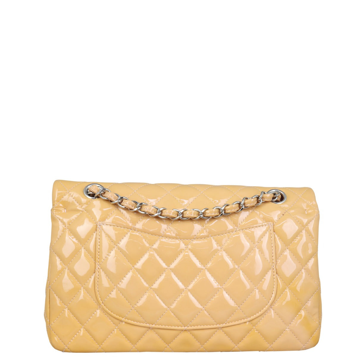 Chanel Classic Double Patent Pale Orange Handbag Medium Flap