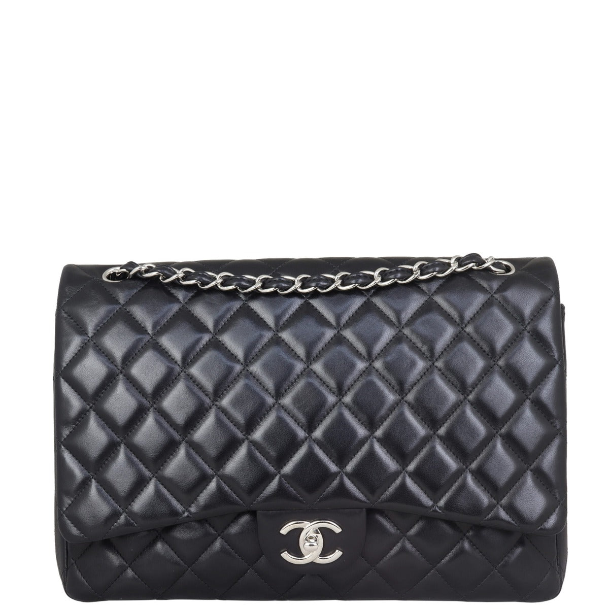 Chanel Classic Double Maxi Lambskin Handbag Black Flap