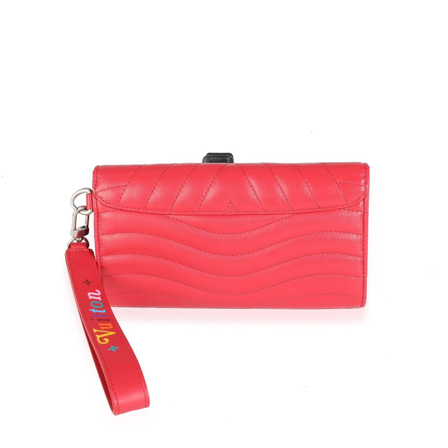 Louis Vuitton Cowhide New Wave Wristlet Quilted Red Wallet Case