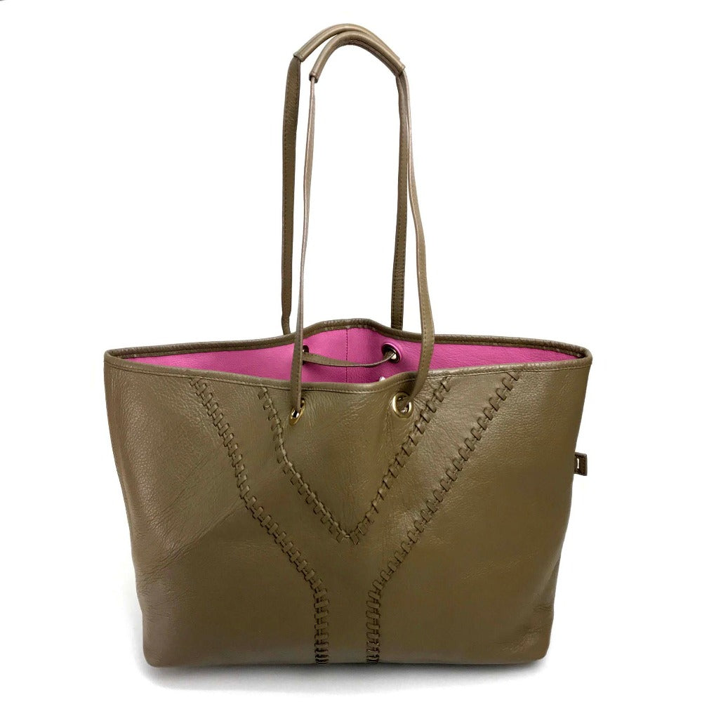 YSL Saint Laurent Yves Tote Bag Charcoal Type Neo Double Reversible Leather Gray