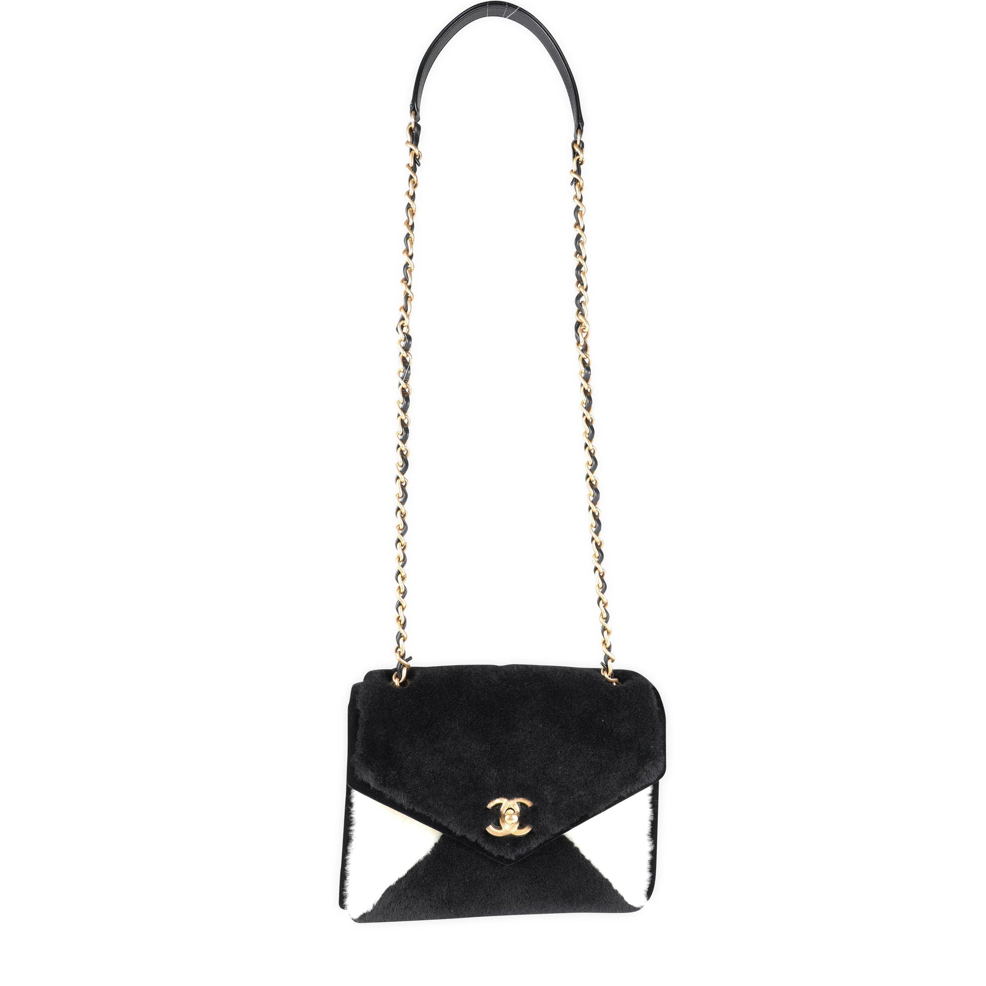 Chanel Black & White Shearling Small Single New Bag